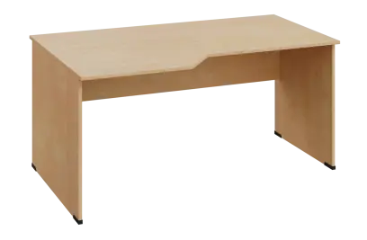 EZL 28 - 166 stůl kancelářský, rohový, levý, dřevěná podnož, deska 25 mm, široký 1600 mm, bříza světlá